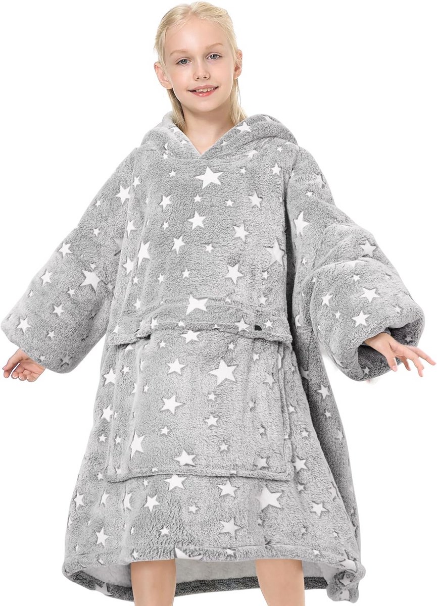 Comfortabele Oversized Draagbare Deken Hoodie met Sherpa Fleece Voering