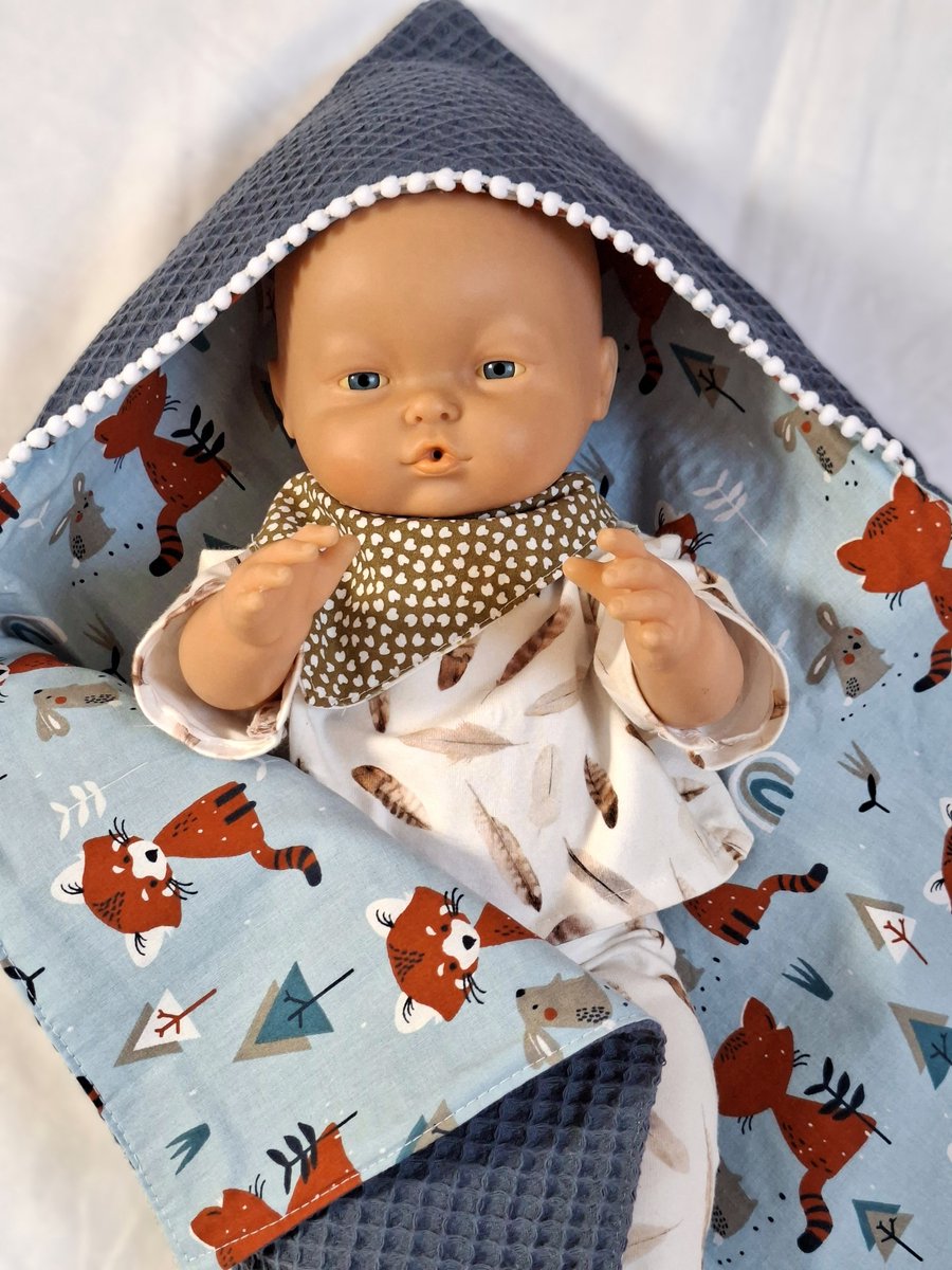 Oogappel Pop Vosjes Poppenomslagdoek Wikkeldoek Omslagdoek Pop-Blauw