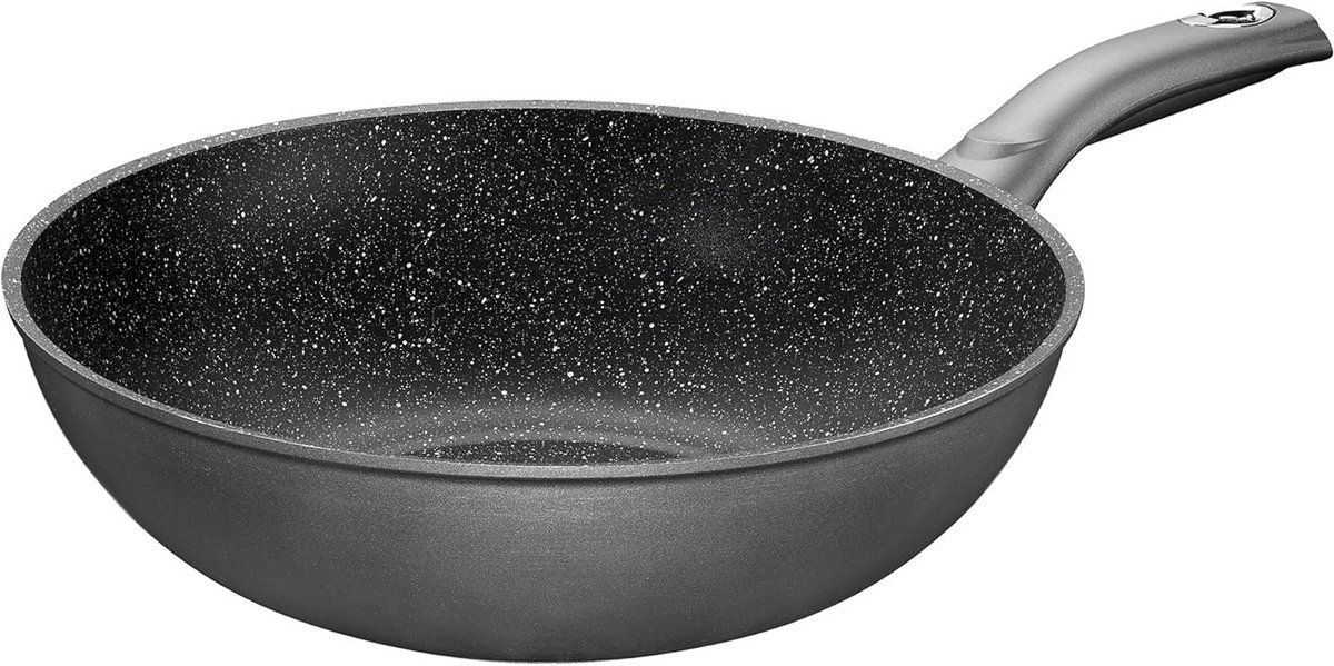 Wok 30 cm Gietaluminium, Inductie, Anti-Aanbak, Vetvrij Koken