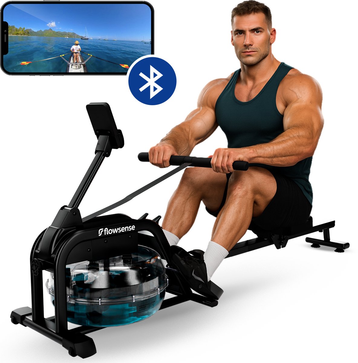 Flowsense Roeimachine Inklapbaar Waterweerstand Roeiapparaat - Flowsense - €295,00