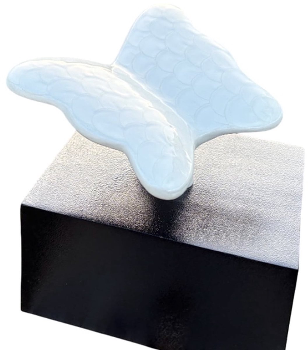 Akerz Vlinder Urn op Zwarte Sokkel – Luxe Witte Metalen Herinneringsurn – 3 Liter Grote Bewaarurn voor As – Decoratieve Vlindervorm Gedenkurn – Symbolisch Aandenken voor Dierbare – 21 × 22 × 17 cm