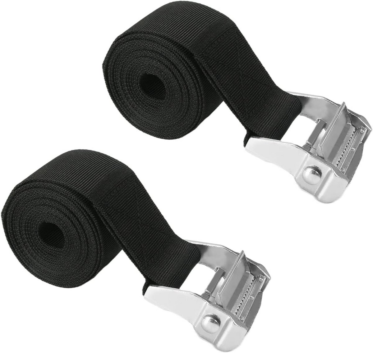2x Spanband met Cam Gesp - 2,5 Meter x 50 mm - Zware Kwaliteit Ratelband Zwart