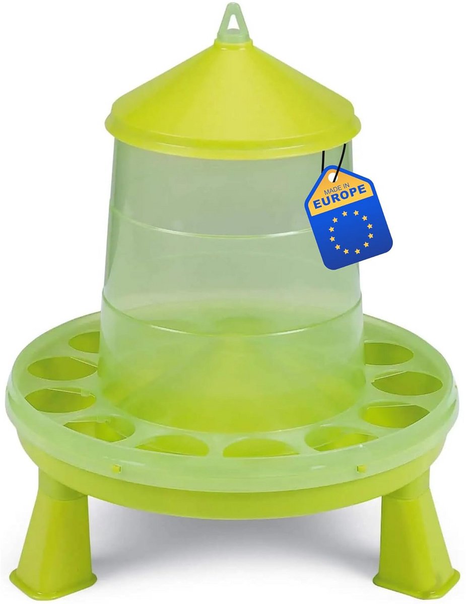 Voederautomaat Kippen - Voerdispenser Pluimvee - Voer Verspilling Vrij - Afneembare Poten - 8 kg - Groen