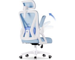 Hiaonyx bureaustoel-ergonomische bureaustoel-bureaustoelen voor volwassenenOpklapbare armleuningen-2D lendensteun-Maximale kanteling 135°-Blauw