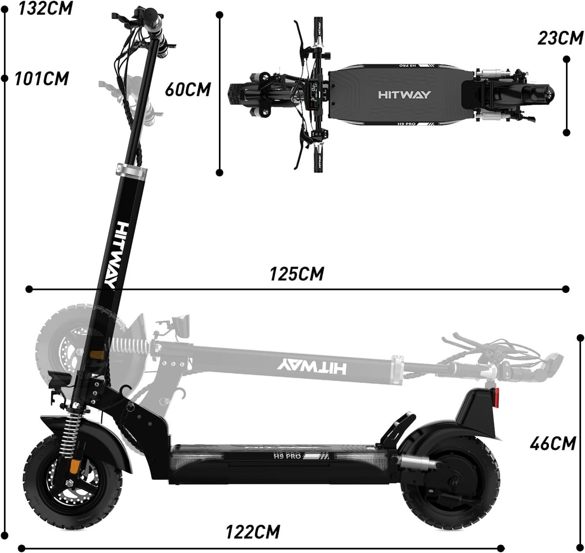 HITWAY H9 Pro ABE: 90km actieradius, 10 inch tubeless thumbnail 6
