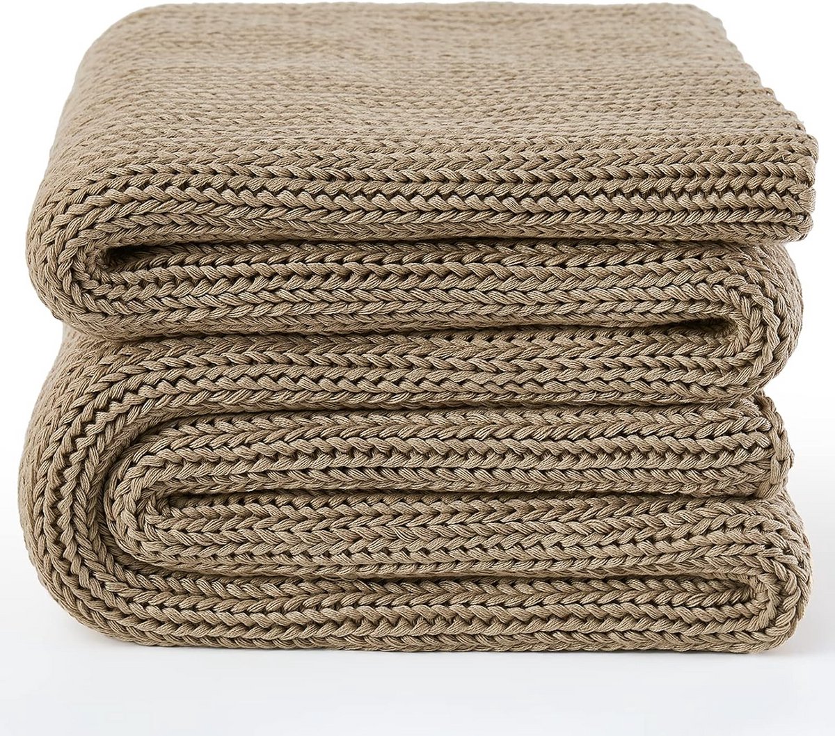 Grof Gebreide Verzwaarde Deken Beige (127x190 cm, 5.5 kg) - Ademend Koel en Ontspannend