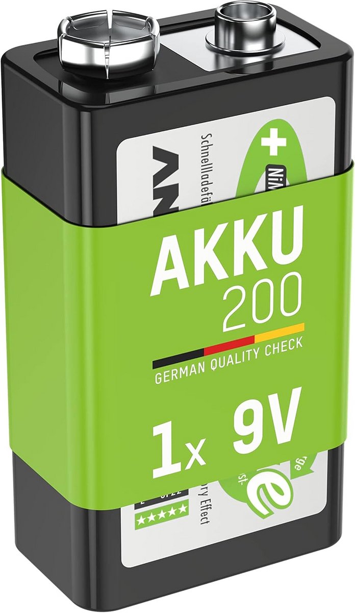 Oplaadbare 9 Volt Blok Batterij 200 mAh NiMH Lage Zelfontlading
