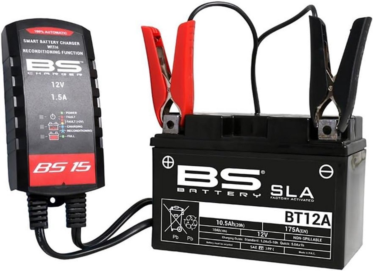 Slimme Volautomatische Acculader 12V voor Motor, Auto, Scooter & GEL/AGM