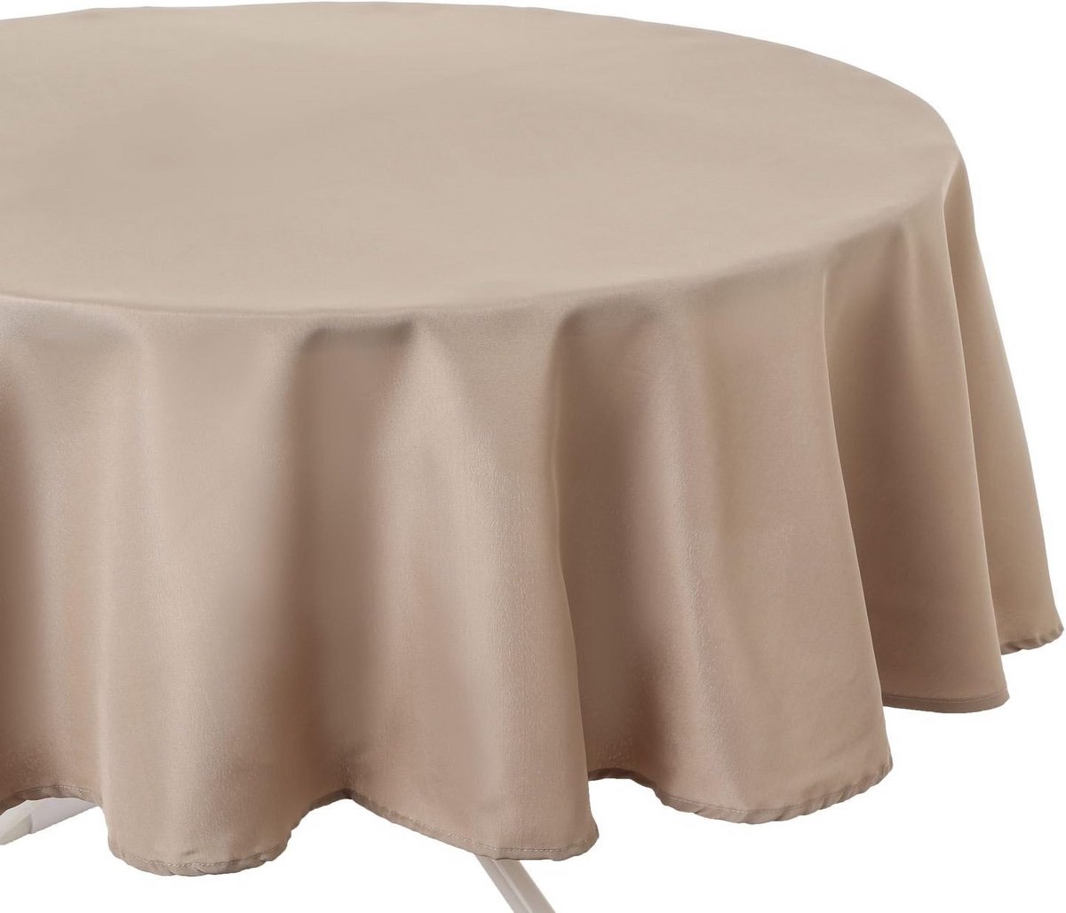 Rond vuilafstotend tafelkleed van linnenkleurig materiaal, 180 cm