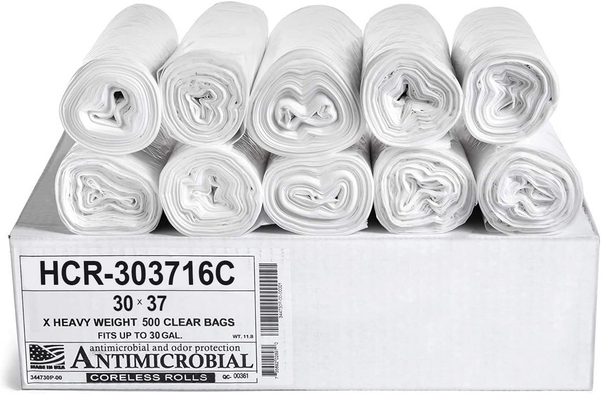 Grote Transparante Vuilniszakken 68 Liter (20-30 Gallon) - Stevige 16 Micron Afvalzakken - 250 Stuks