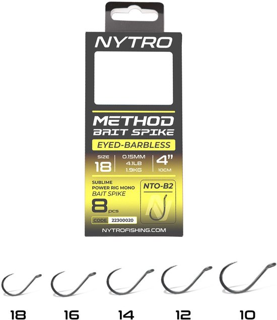 Nytro NTO-B2 Barbless Method Bait Spike Rigs – 10 Cm #12 - 0.21mm - 7 ...