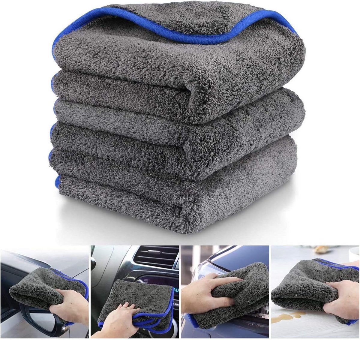 Set van 3 Luxe Microvezeldoeken 1200 GSM voor Auto en Motor Glans