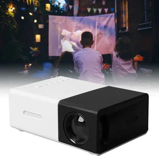 Draagbare HD 1080P Pocket Projector voor Kinderen met USB, HDMI, AV, 3,5mm Audio, Compact zwart-wit