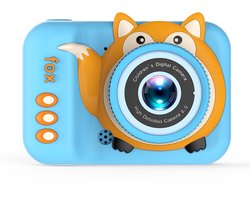 TEKROA® Digitale Kindercamera – Kinder Fototoestel – 20MP -Dubbele Lens – Geschikt voor 3-12 Jaar – Anti-Slip Beschermhoes—Fox Q3 - Blauw