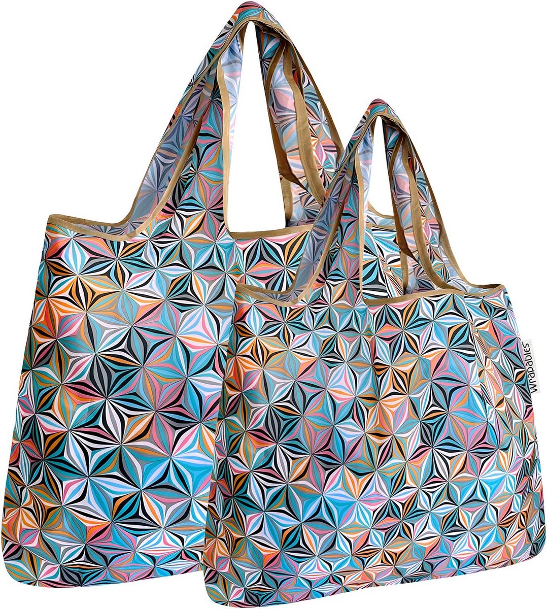 Set van 2 Grote & Kleine Herbruikbare Boodschappentassen - Opvouwbare Nylon Draagtassen