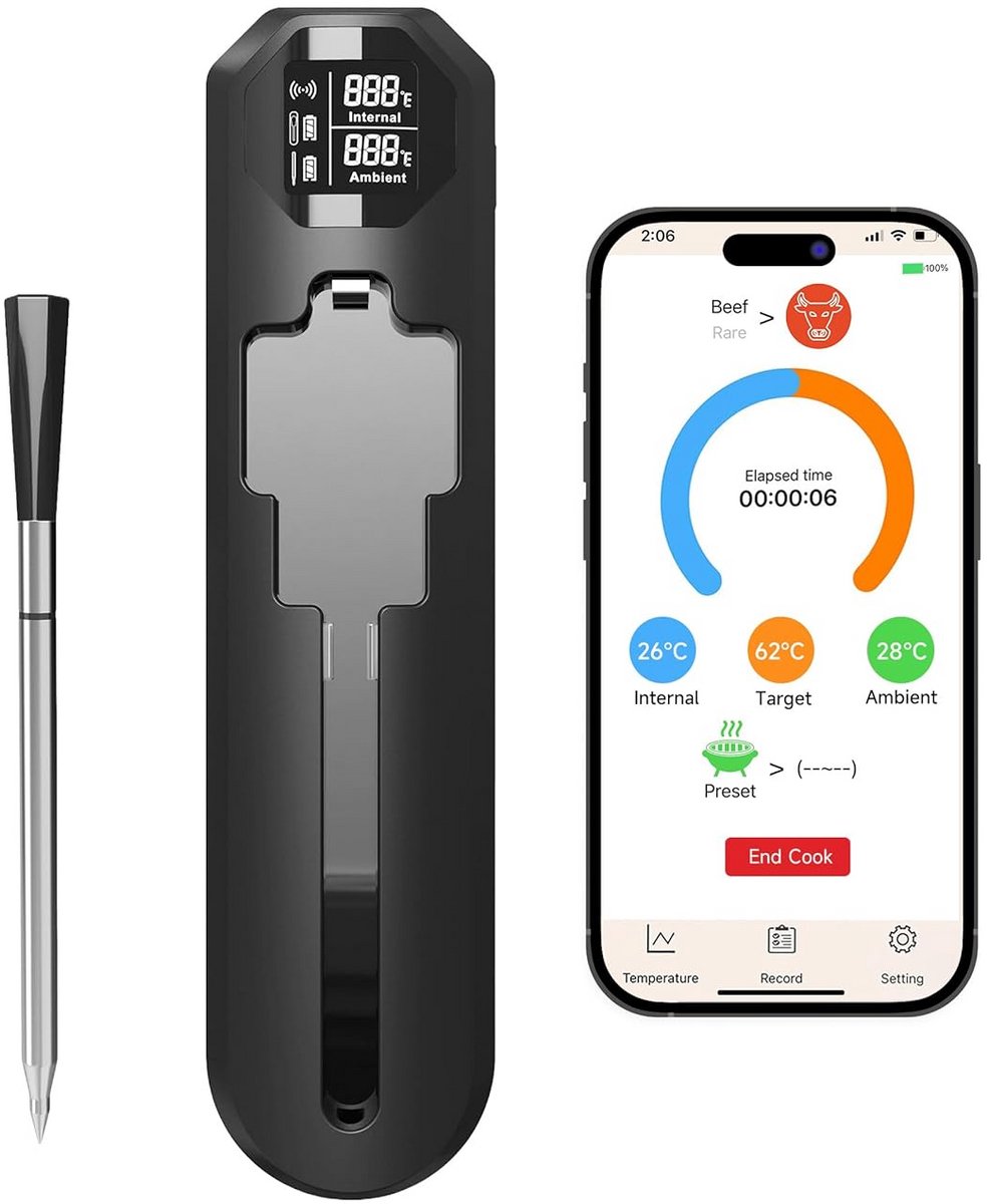 Draadloze Slimme Vleesthermometer voor Perfect Gebakken Vlees