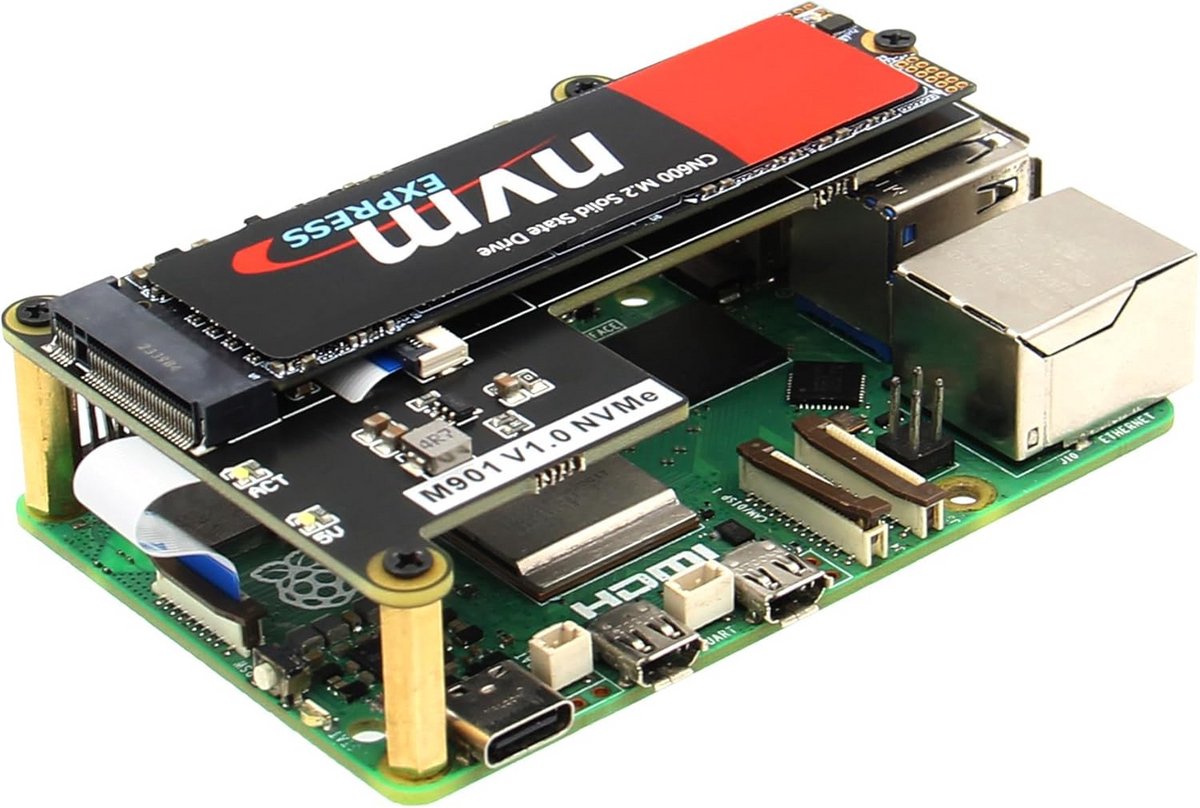 PCIe naar M.2 NVMe SSD Uitbreidingsbord voor Raspberry Pi 5 - PIP Design