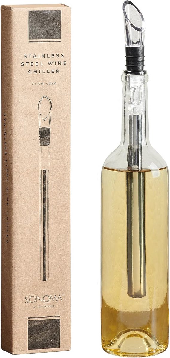Wijnkoeler 30.5 cm hoog, zilver en transparant