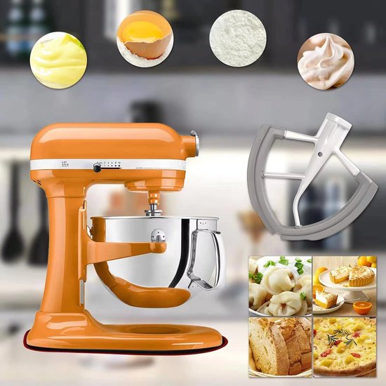 Platte Mixer - 18 X 17.5 Cm - Menghaak - Geschikt Voor Kitchenaid Blenders - Komschraper - Vaatwasmachinebestendig - Accessoire - Blenderaccessoires - Keukenaccessoires - Geschikt Voor Kitchenaid Apparaten Van 5,5-6 T - Wit van Merkloos — afbeelding 3