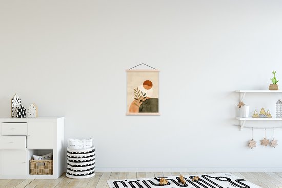 Posterhanger incl. Poster 40x53 cm - Schoolplaat - Takken - Vormen - Abstract - Textielposter - Blanke latten
