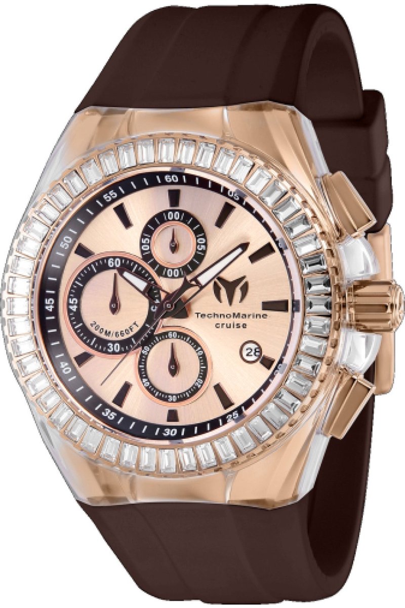 TechnoMarine Cruise TM-121166 Heren Horloge - Waterdicht - Analoog - Quartz Uurwerk - Roestvrij Staal met rosegouden Wijzerplaat - 45mm