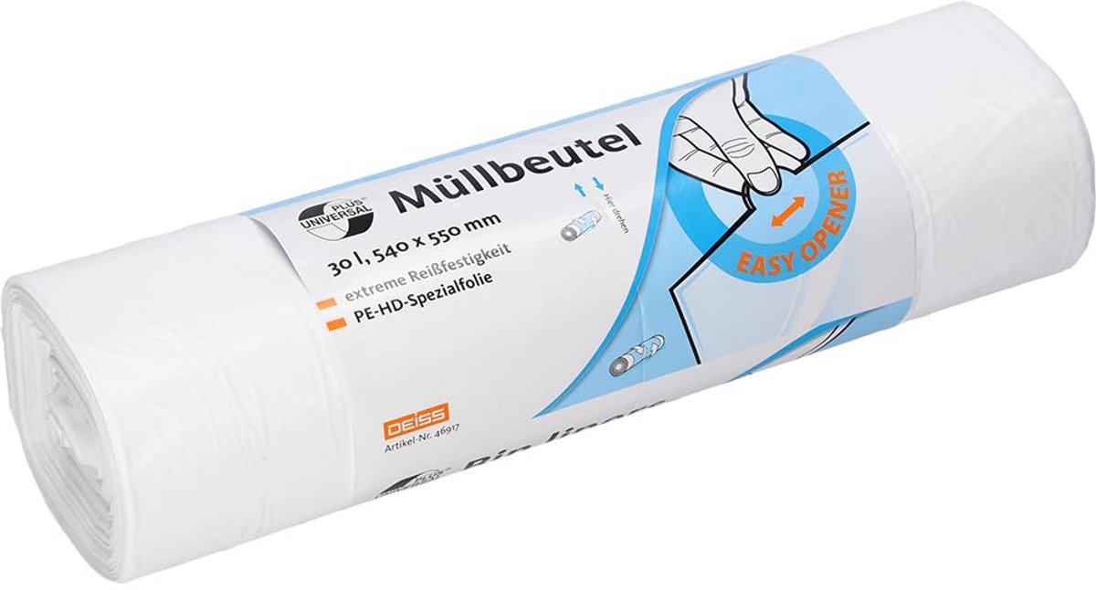 Universele Afvalzakken Wit 25-30 Liter - 100 Stuks Sterk en Scheurvast