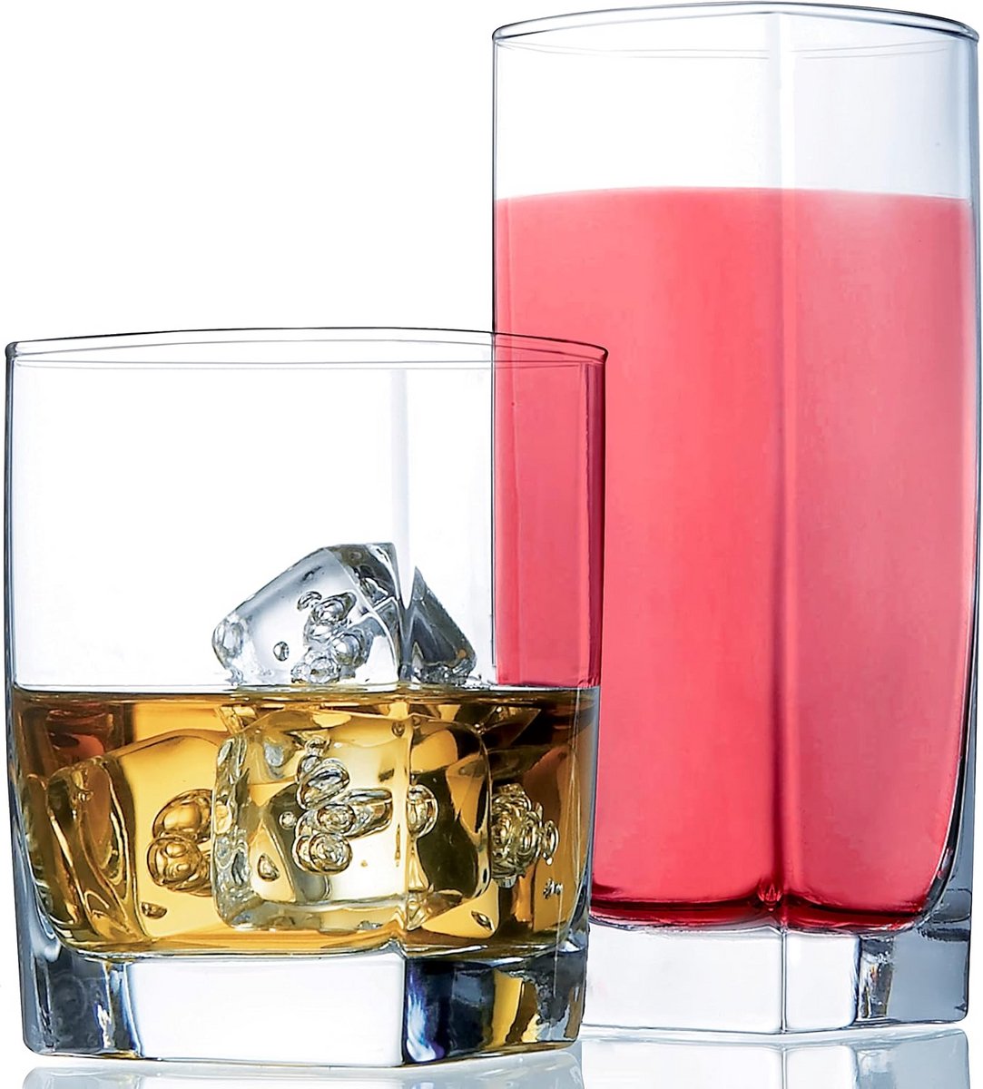 Set van 8 Drinkglazen voor Cocktail, Iced Coffee, Bier, Iced Tea, Wijn, Whisky en Water