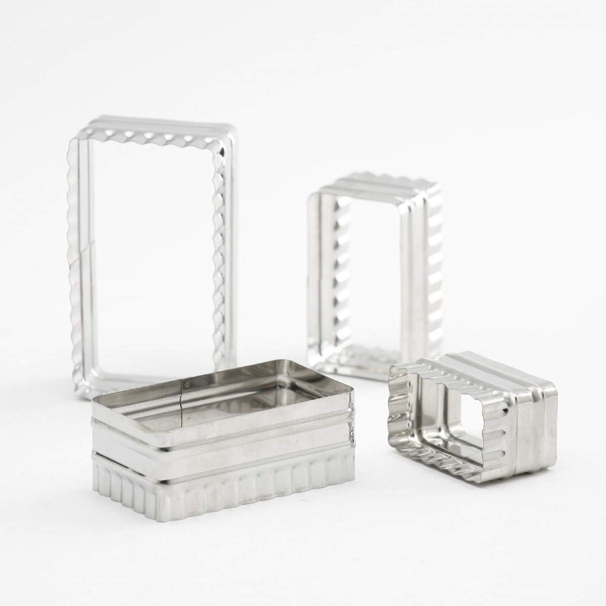 Geometrische koekjesuitstekers RVS, rechthoekig, 6.4 x 3.7-11.5 x 6.5 cm