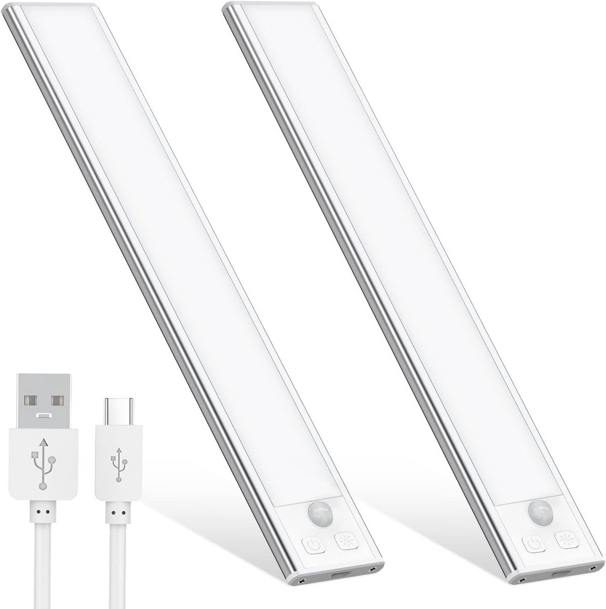 Dimbare LED Kastverlichting met Bewegingssensor - Draadloos Oplaadbaar Licht voor Kast, Trap en Keuken (2 Stuks, 6000K)