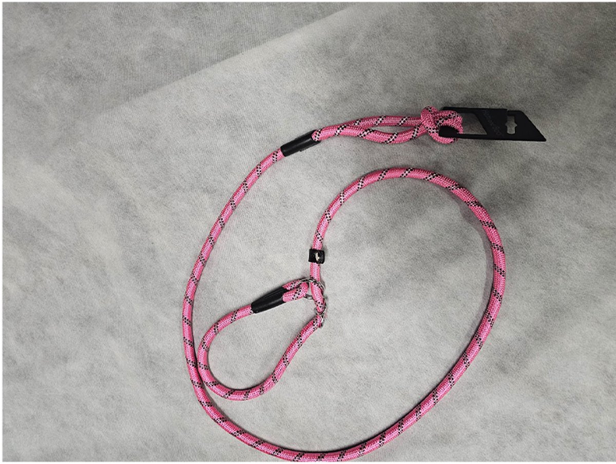 cocapet - hem and boo - sliplijn - schoollijn voor honden - 1 cm x 140 cm - 2 stoppen - roze - hondvriendelijk - reflecterend