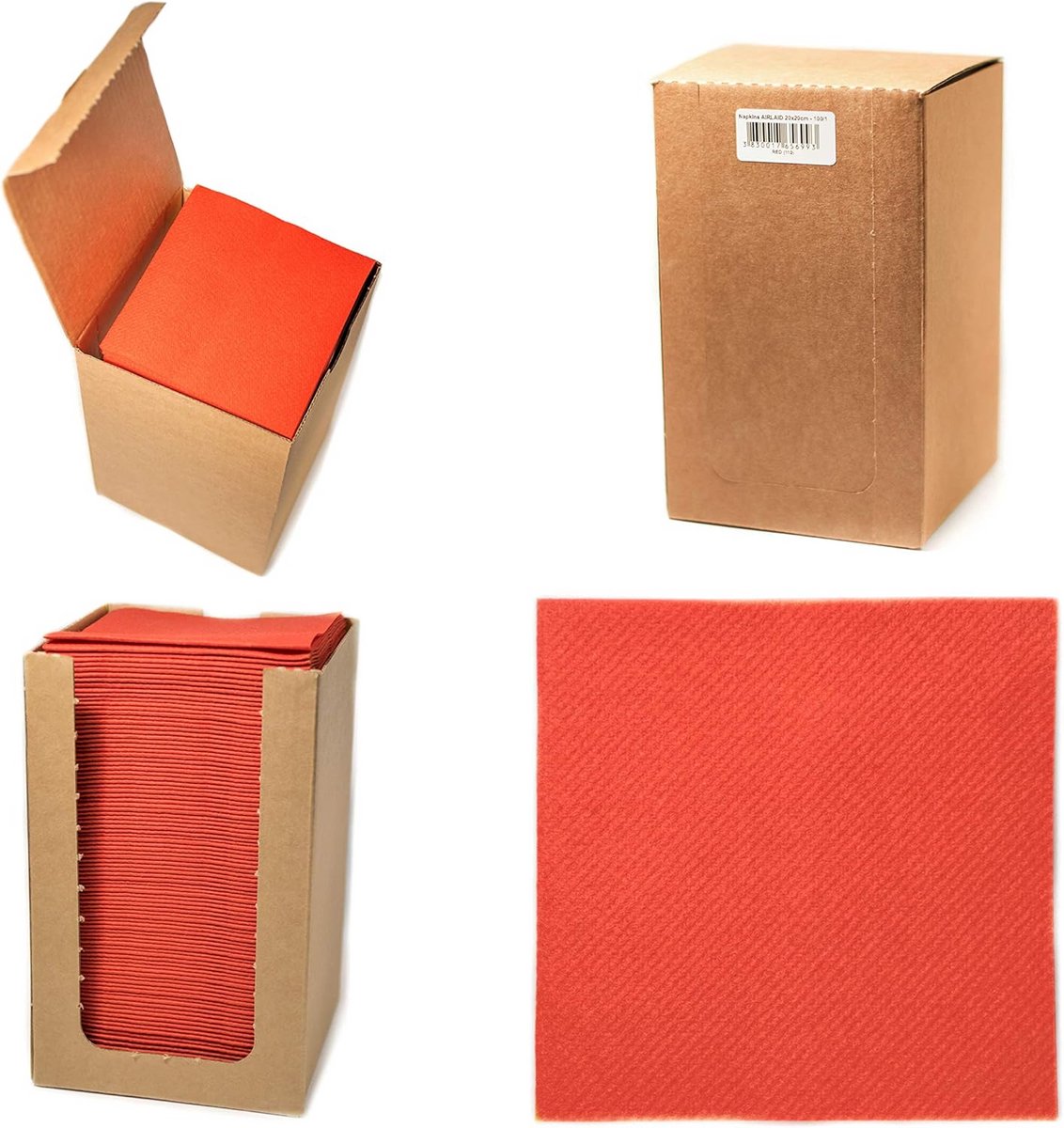 Luxe Cocktail Servetten - Stofachtig Airlaid Materiaal, 1/4 Vouw, Rood