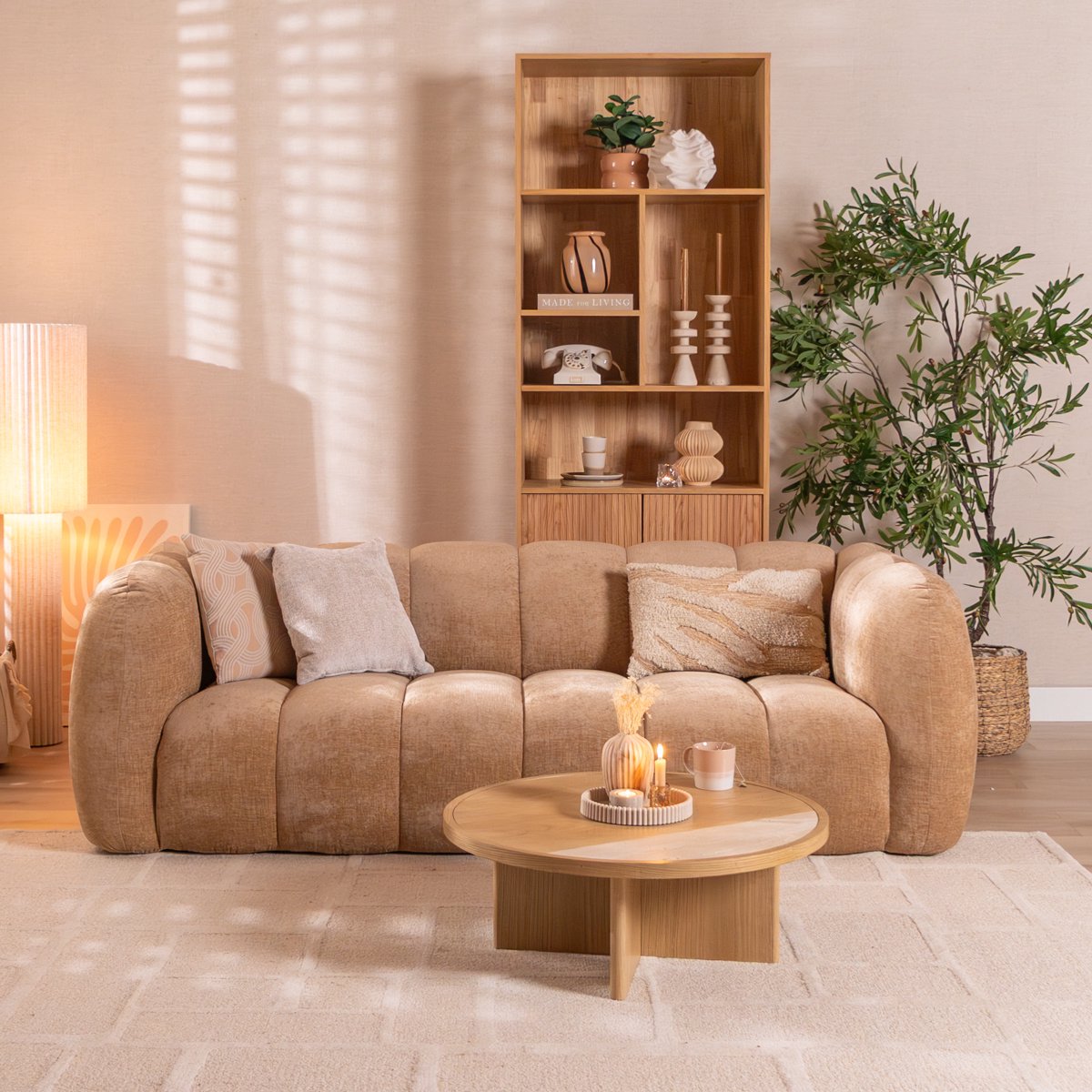 Bronx71® 3-zitsbank Luca chenille peach