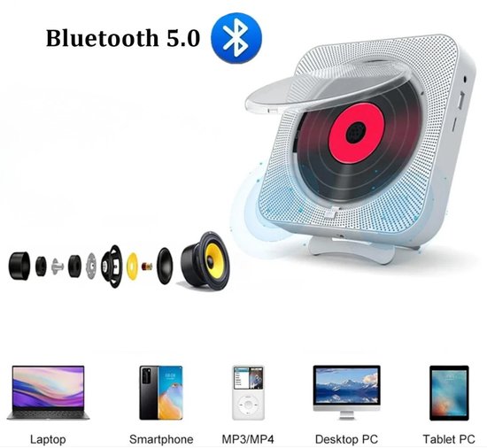 Benelux Select CD Speler Bluetooth - CD Speler Met Bluetooth - CD Speler Draagbaar - USB - LED-Display - 6,7 x 16,7 x 3 cm — afbeelding 4