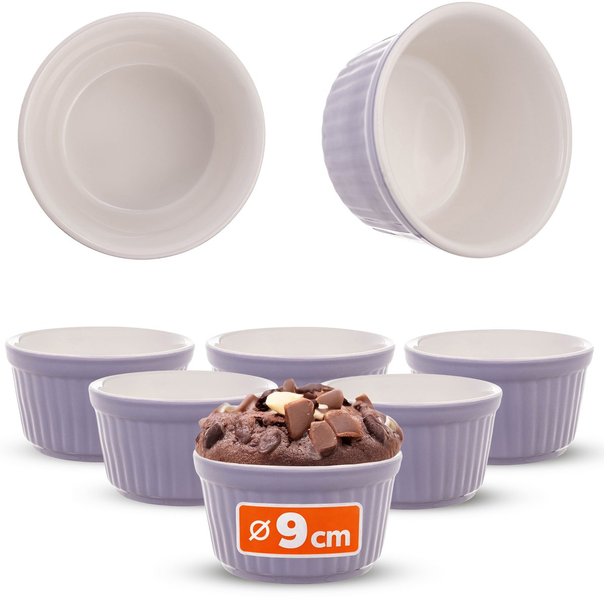 Maes keramische ovenschaal 9 x 5 cm paars 6 st.