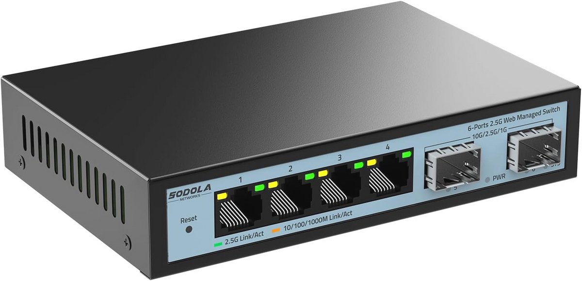Web Managed Switch 2.5G - 6 Poorten met 2 x 10G SFP+
