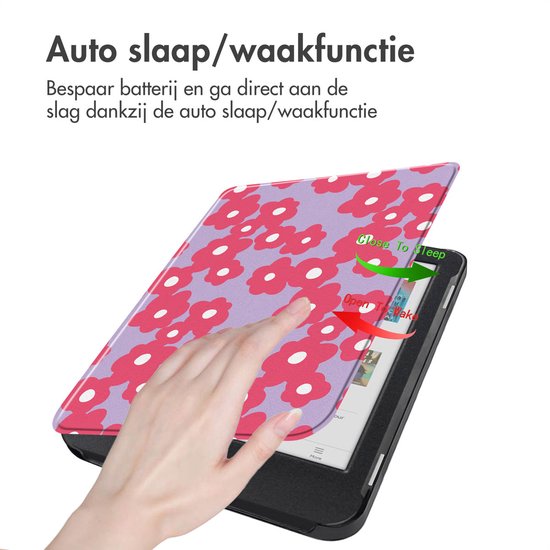 imoshion E-reader Hoesje - Geschikt voor Kobo Clara Colour, Kobo Clara BW - Design Sleepcover Bookcase - Dusty Rose Blossom van iMoshion — afbeelding 2