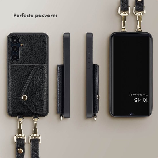 Selencia Hoesje - Geschikt voor Samsung Galaxy A55 (5G) - Sera Koordhoes met pashouder envelop - Zwart
