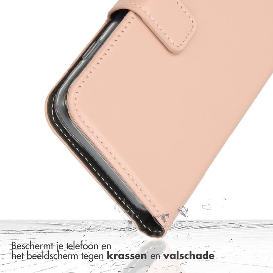 Étui Selencia - Adapté à iPhone 16e - Bookcase en cuir véritable - Pink poudré