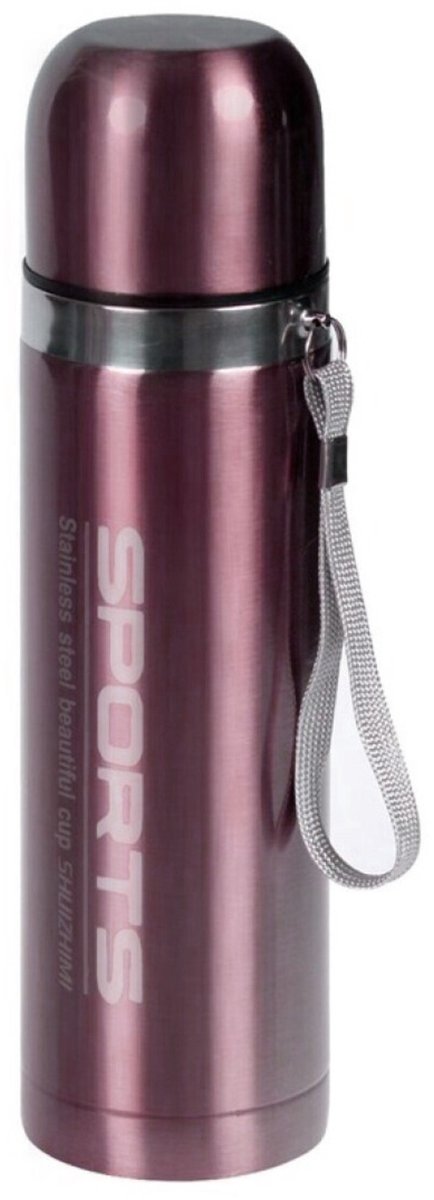 Thermosfles Metallic - RVS - isoleerfles - roze - 500 ml - Thermoflessen - met draaglus