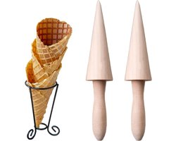 Wafelconus Vorm – Houten Conusroller Voor Ambachtelijke Ijscones – Handgemaakte Pizzelle En Desserts – Voor Thuisbakken – Ca. 23 Cm – 1 Stuk – Natuurlijk Hout
