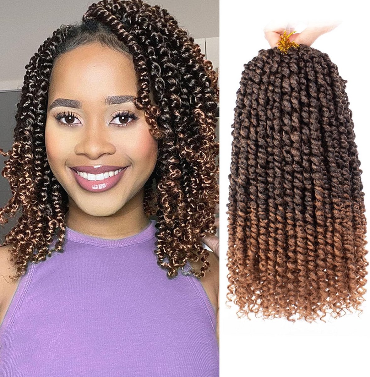 12 inch Pre-Twisted Crochet Haar - Ombre Bruin - Synthetisch Vlecht Haar - 8 Packs Inclusief