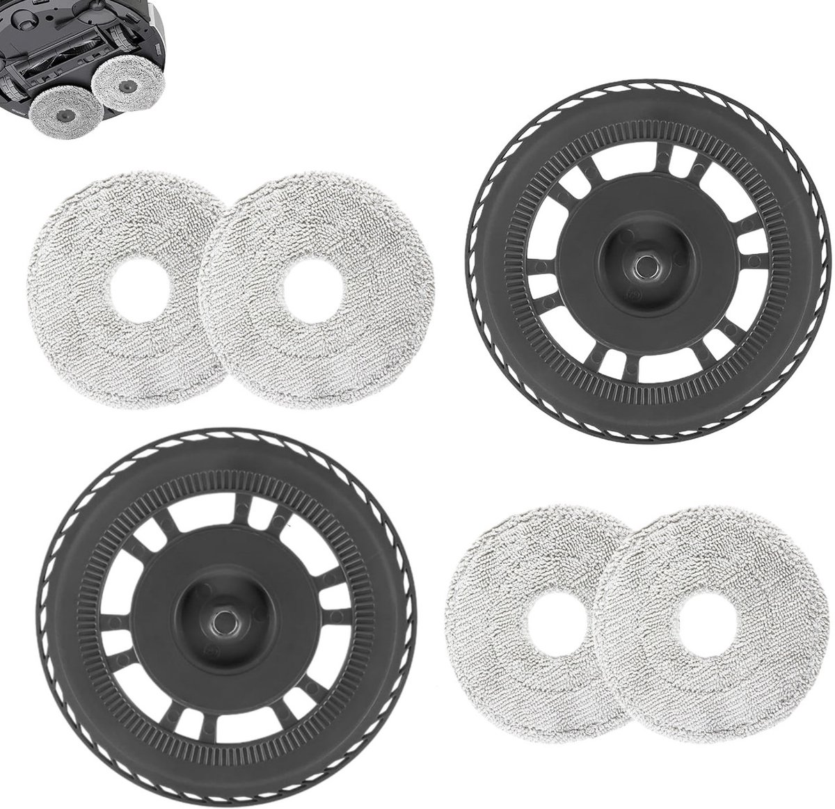 4 Dweildoeken met 2 Reservehouder - Geschikt voor Dreame X30 Serie/ S10 Pro Ultra/ L10s Ultra Gen2/ X40 Ultra Robotstofzuiger - Reserveonderdelen