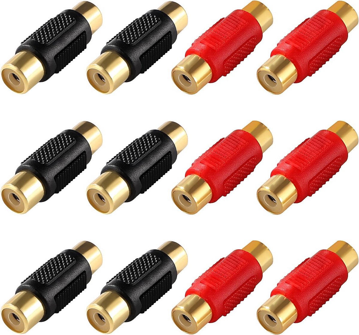 12 Stuks RCA Vrouwelijk naar Vrouwelijk Koppelaar Adapter voor Audio Apparatuur