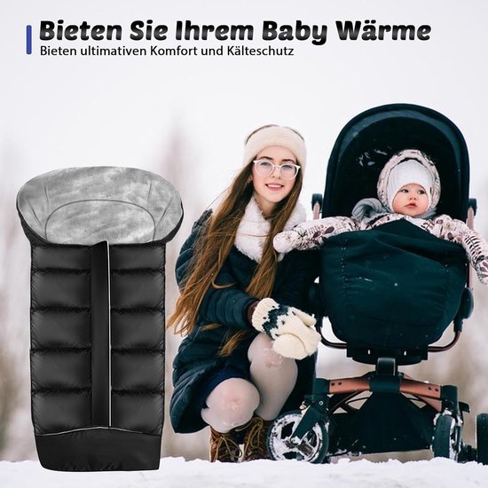 Baby Voetenzak met Ritssluiting - Warm - Voetenzak voor Autostoeltje en Buggy - Baby Slaapzak Deken - voor Kinderwagen - 97x44cm - Zwart — afbeelding 3