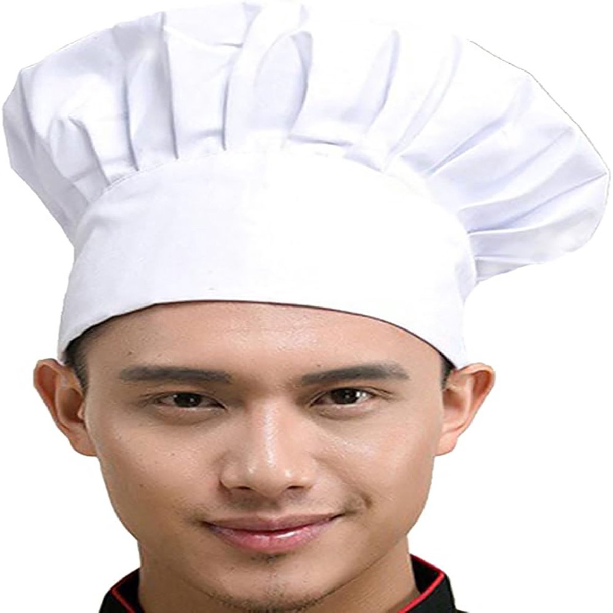 Gigicial Chef-Kok Hoed - Koksmuts - Verstelbare Elastische Band Voor Comfortabele Pasvorm - 21 Cm Hoogte - 1 Stuks - Volwassenen + Wit