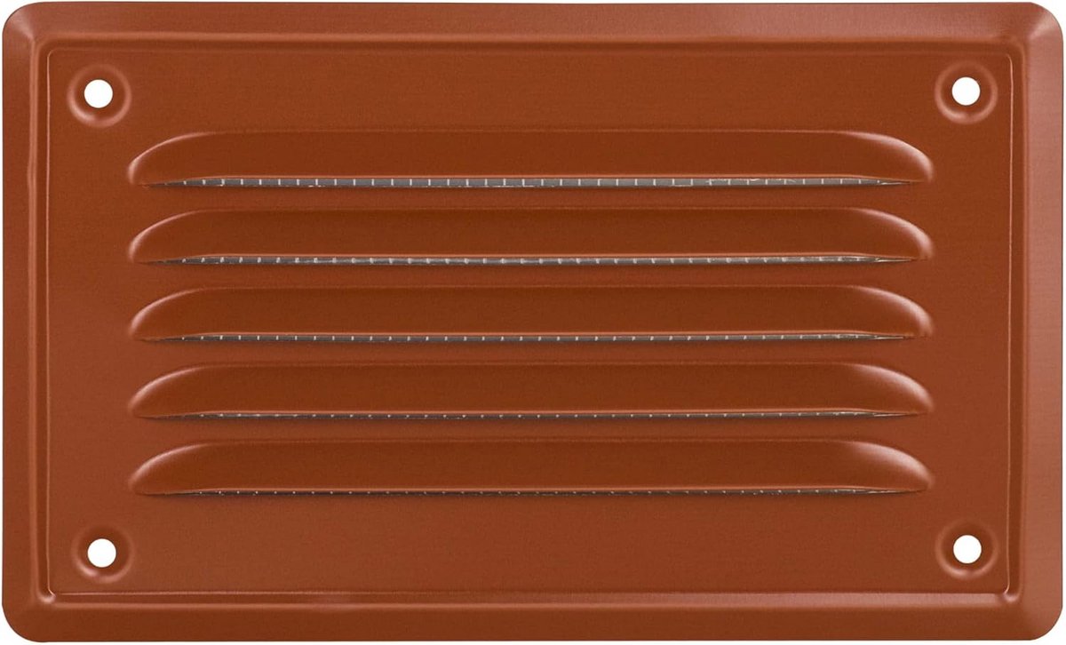 Ventilatierooster Staal 16,5 x 10 cm met Insectenwering | Wandrooster Baksteenkleur