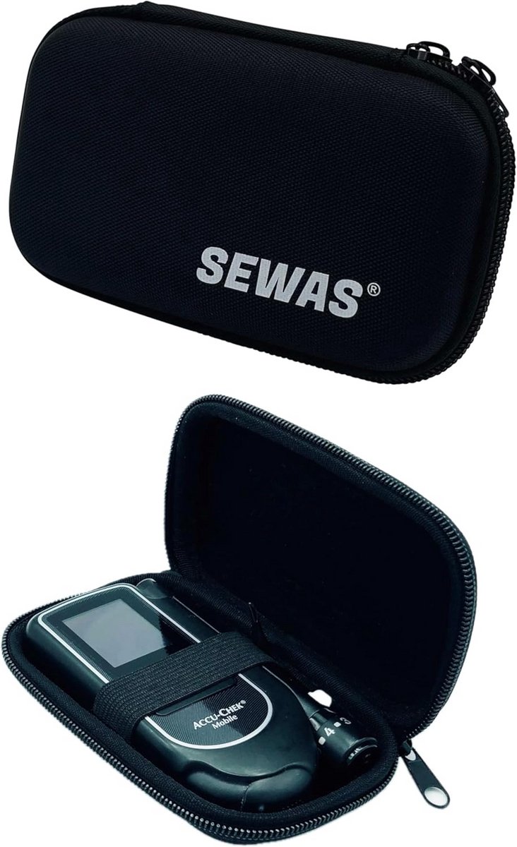 Robuuste Hardcase Tas voor Bloedsuikermeter en Accu - Met Steekhulp en Heuptasfunctie