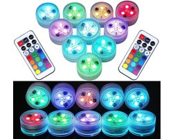 QTTVBTNA - 10 Stuks Onderwater LED Lampen – RGB Multicolor Verlichting met Afstandsbediening – Waterdichte Mini LED Lights – Voor Aquarium, Zwembad, Vaas en Decoratie – Sfeervol & Energiezuinig