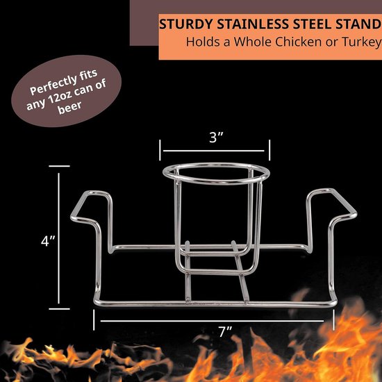 Bierblikjeshouder voor Kip - Roestvrijstalen BBQ-accessoire voor Grill en Smoker - Hoogwaardige Grillstandaard voor Sappige Kip - Geschikt voor Buiten Barbecue Picknick en Kamperen - Duurzaam Keukengerei van Merkloos — afbeelding 5