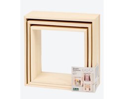 Wand Boxen - wandrek/box -  3-delig houten set